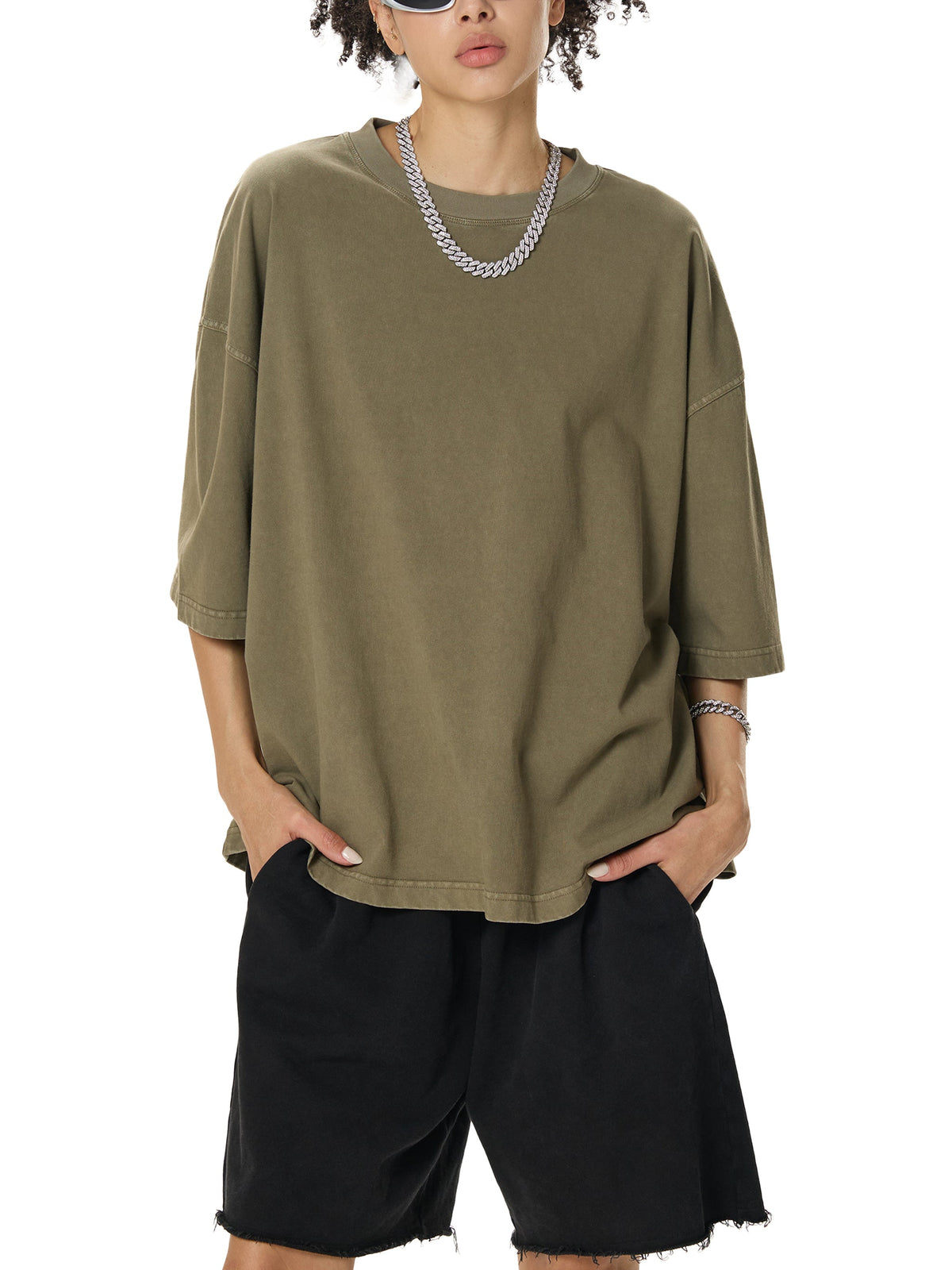 Unisex vintage-washed boxy T-shirt lifestyle view