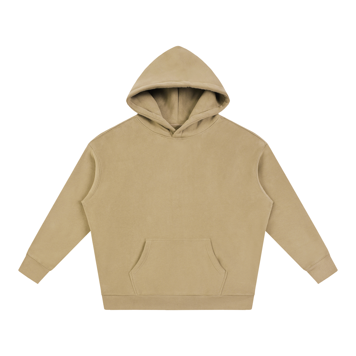 Unisex Oversize Fleeced Hoodie – Grey Apricot front