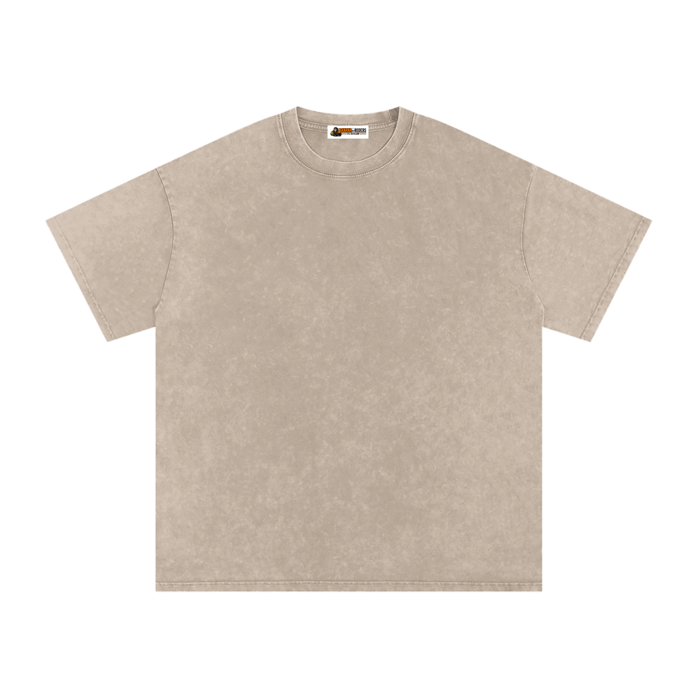 Khaki Ash Snow-Washed Oversized Cotton T-Shirt – front view