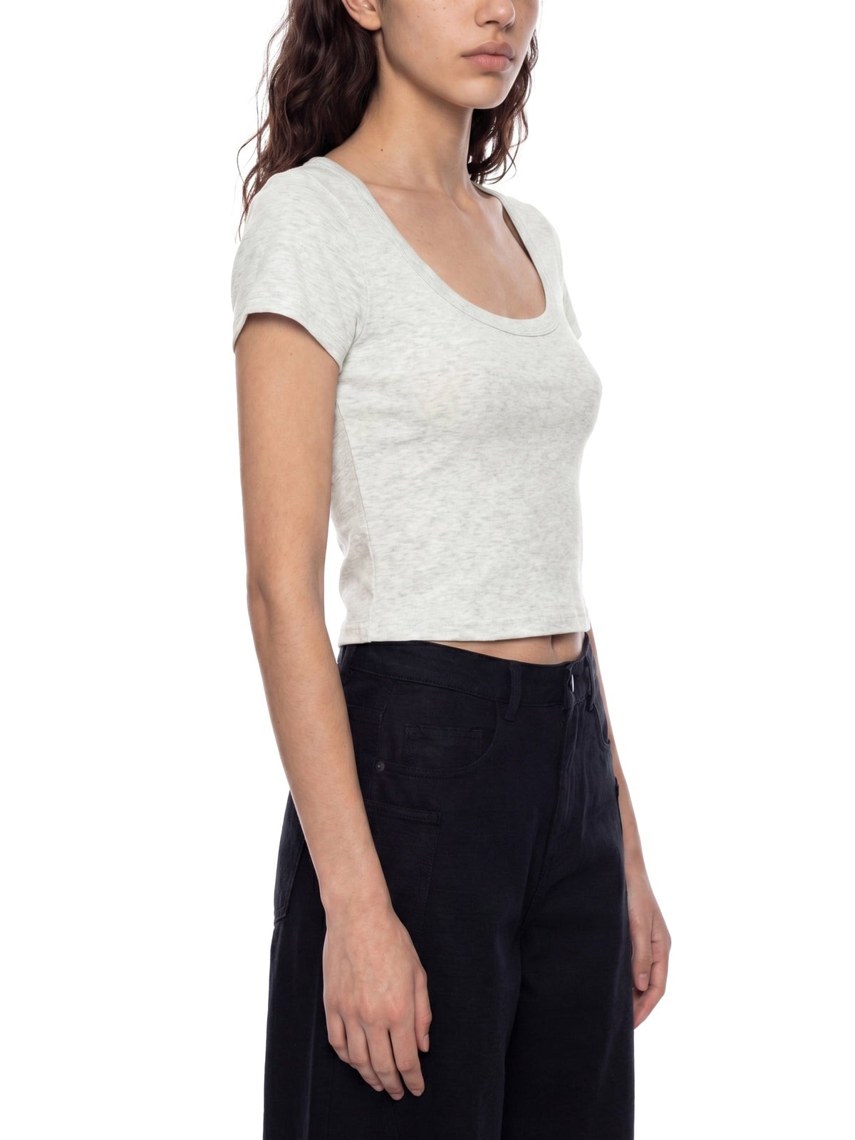 Women's Solid Color Slim Crop T-Shirt