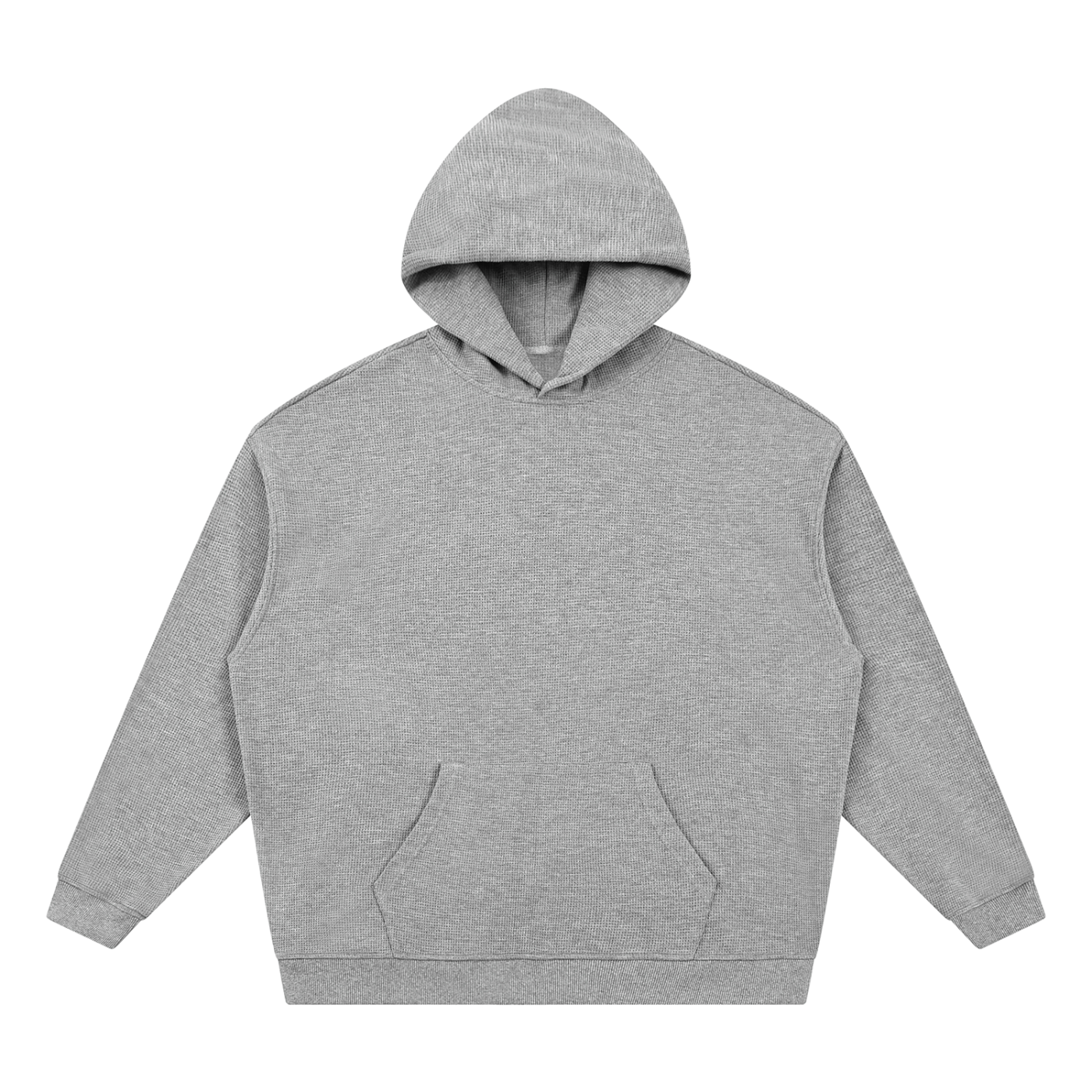 Unisex Waffle Oversized Hoodie in Flower Grey — front view