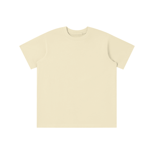 Essential kids’ cotton T-shirt in Mild Apricot — front view