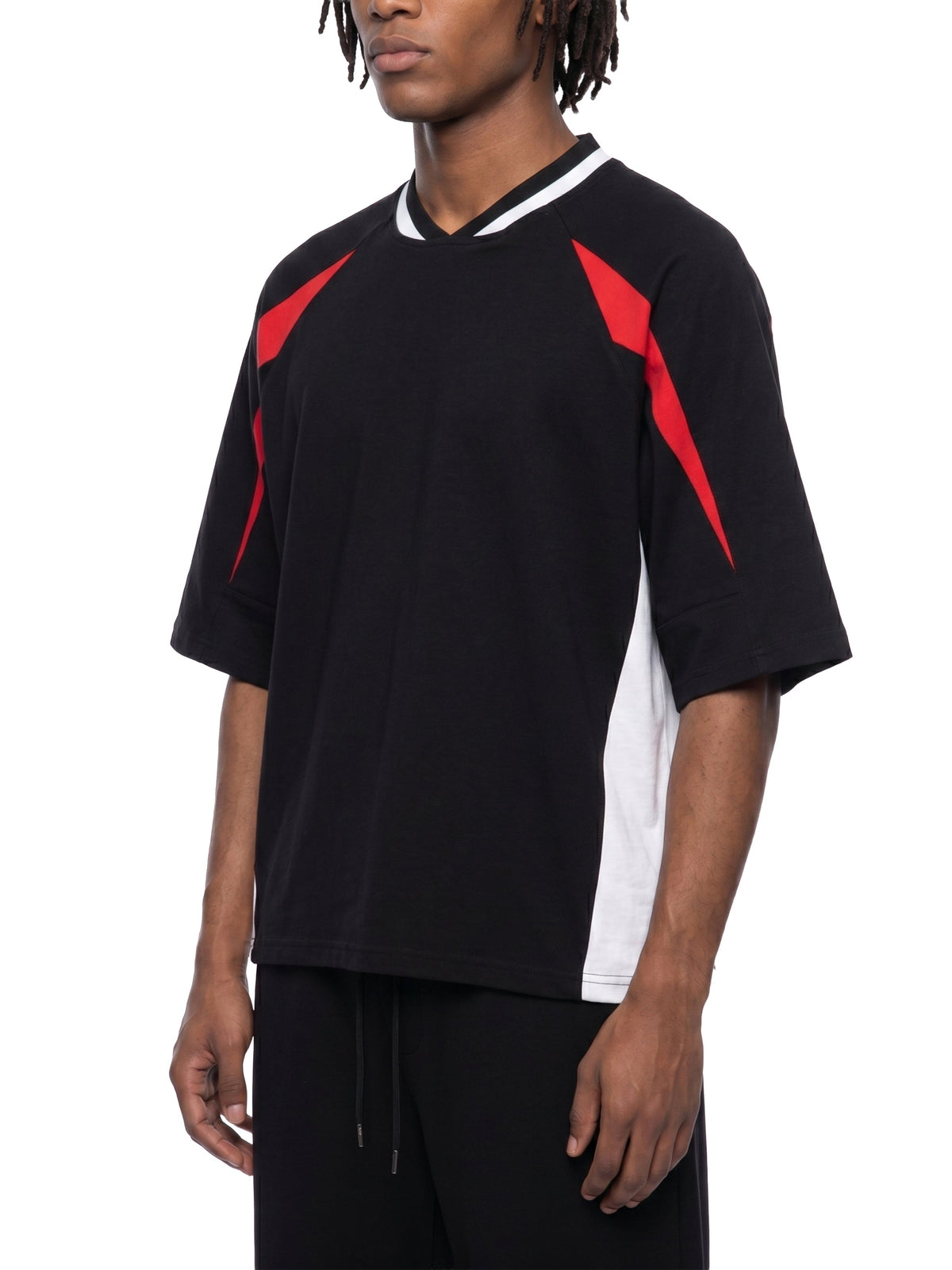 Unisex Oversized Color Block V-Neck T-Shirt