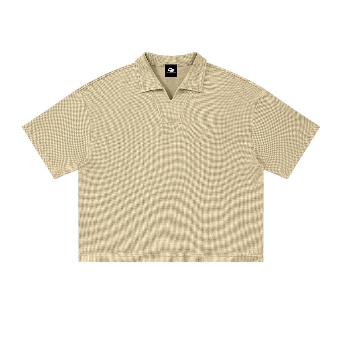 Unisex Vintage Wash Waffle Boxy Polo Shirt