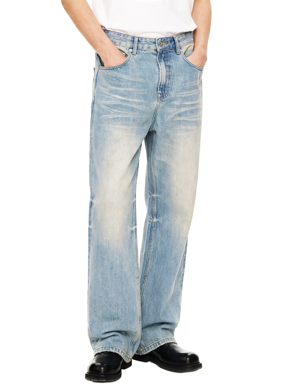 Sun Fade Raw-Hem Denim Jeans