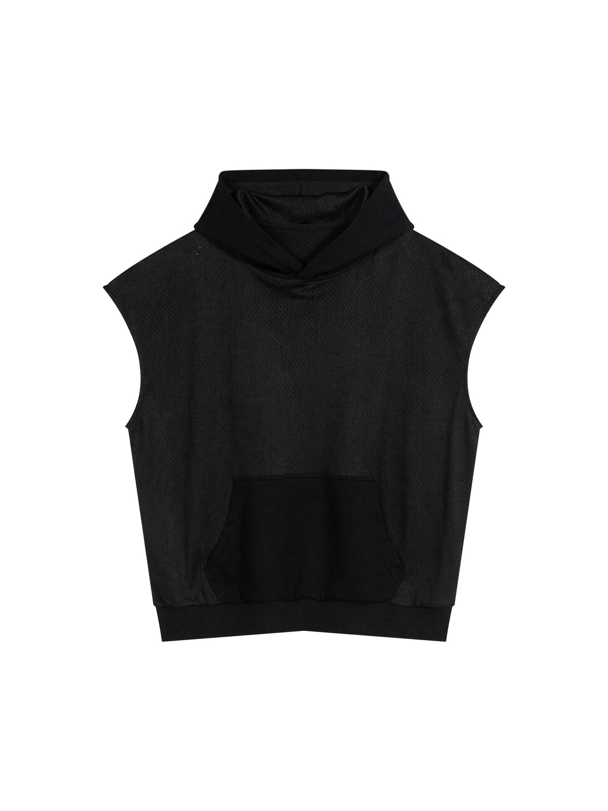 Unisex Panel Mesh Sleeveless Hoodie