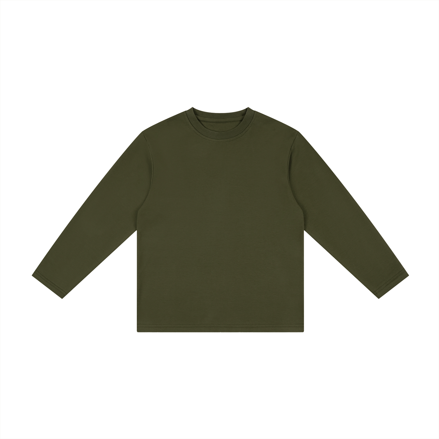Kids’ Drop Shoulder Long Sleeve T-Shirt in Army Green — front view