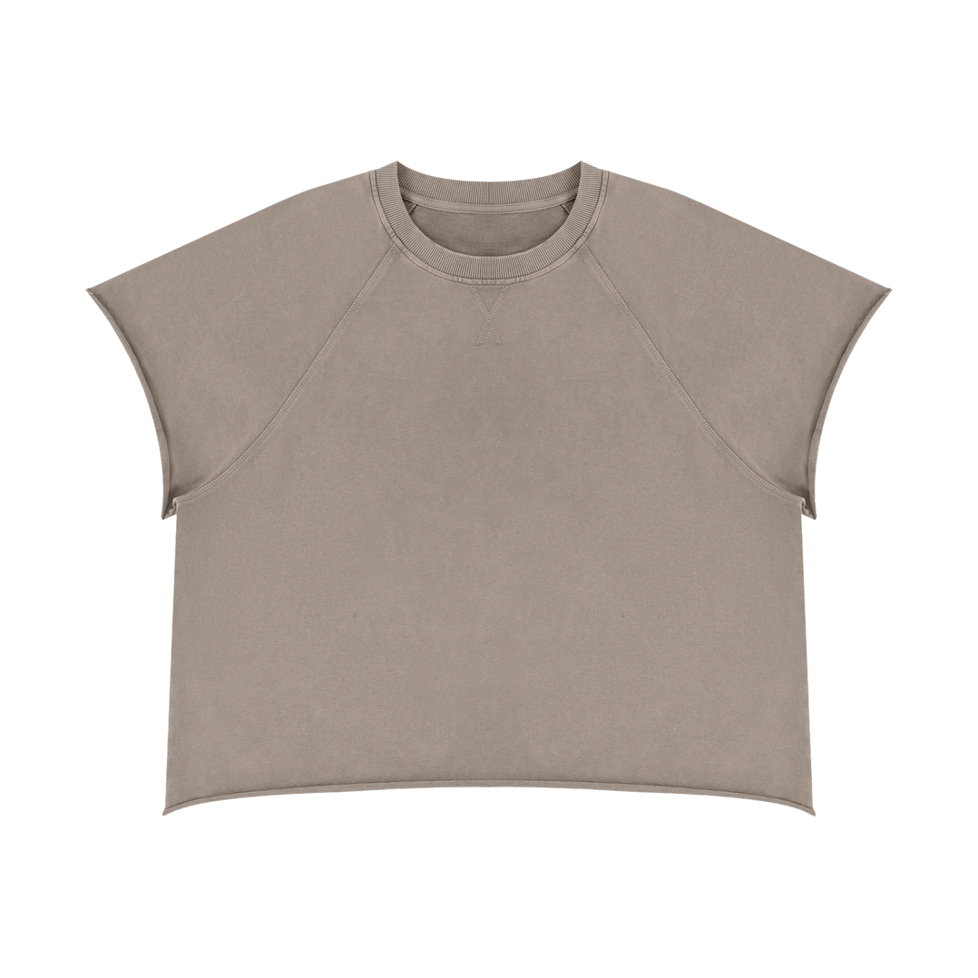 Khaki Ash vintage wash raw edge T-shirt front