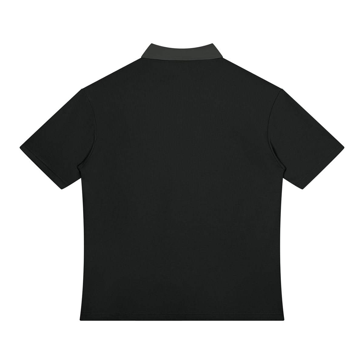 Black with Gray Unisex Color Block Quarter-Zip Polo Shirt back product view