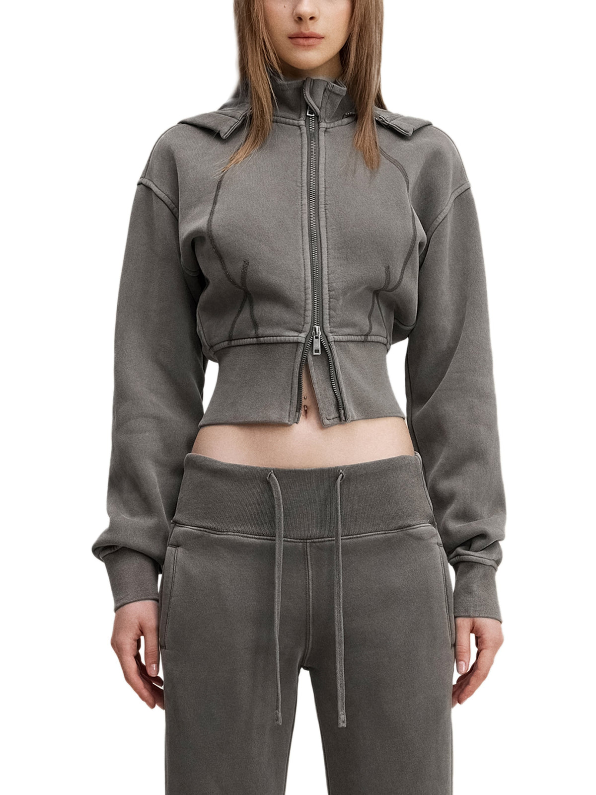 Vintage Washed Cropped Fleece Hoodie