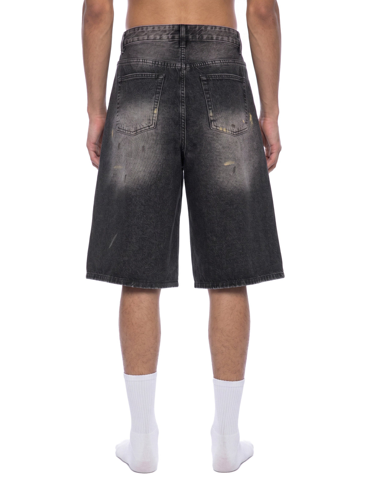 Men’s Vintage Wash Wide-Leg Denim Shorts