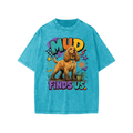 Mud Finds Us snow-washed kids’ T-shirt in sky blue