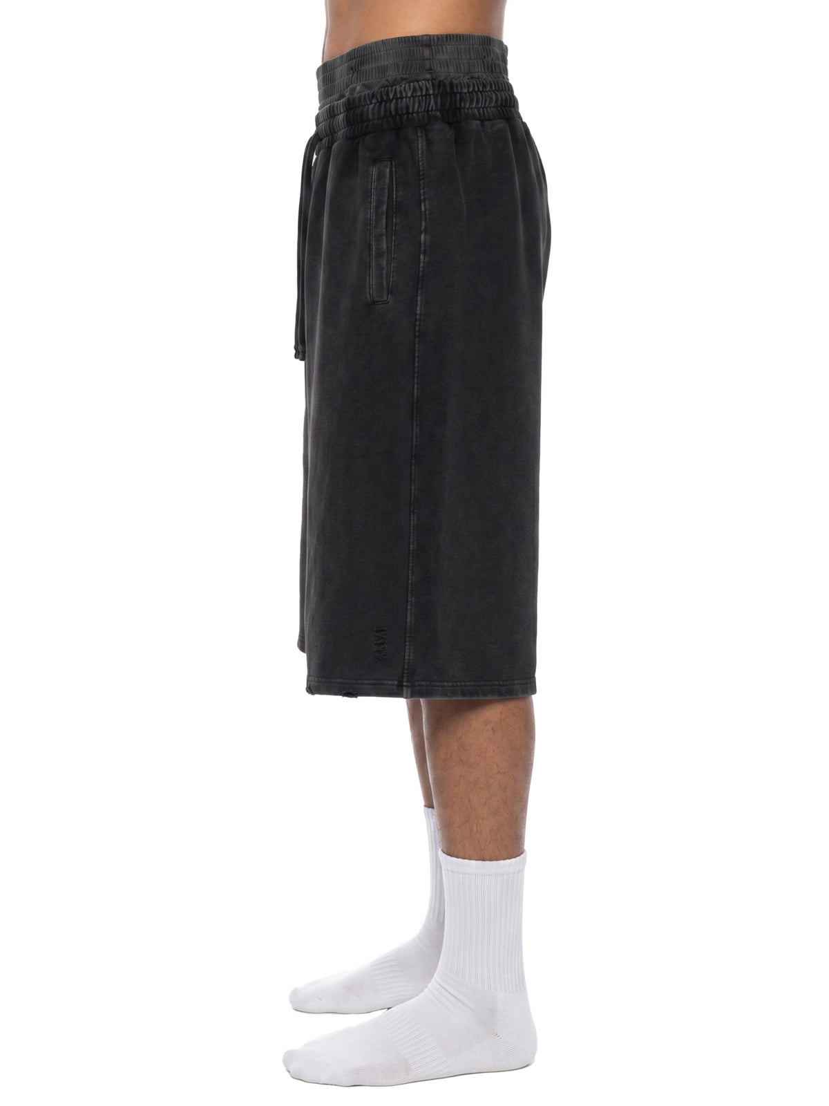 Unisex Vintage Wash Distressed Wide-Leg Shorts