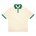 Apricot with Green Unisex Color Block Polo Shirt front product view