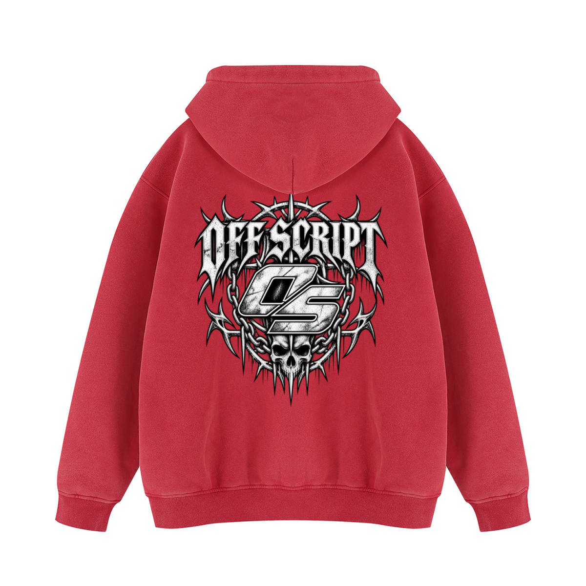 Off Script Gothic Skull Vintage Wash Fleece Hoodie