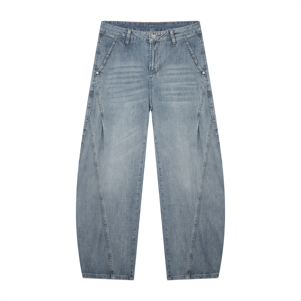 Men’s Vintage-Wash Barrel-Leg Jeans