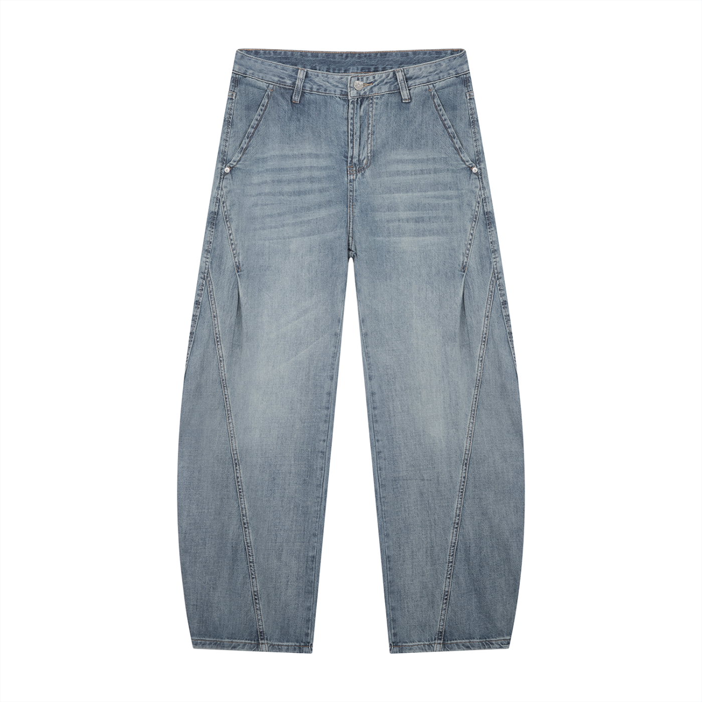 Men’s Vintage-Wash Barrel-Leg Jeans
