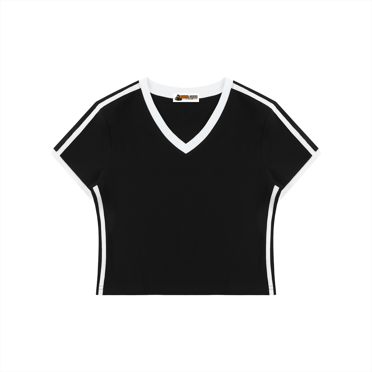 Women's Retro Binding V-Neck Crop T-Shirt