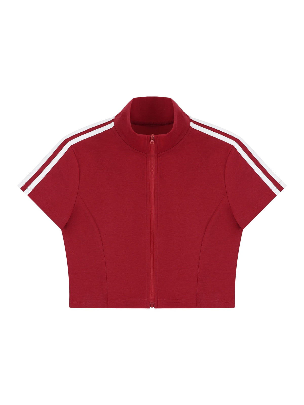 Women's Cropped Full Zip Short Sleeve T-Shirt