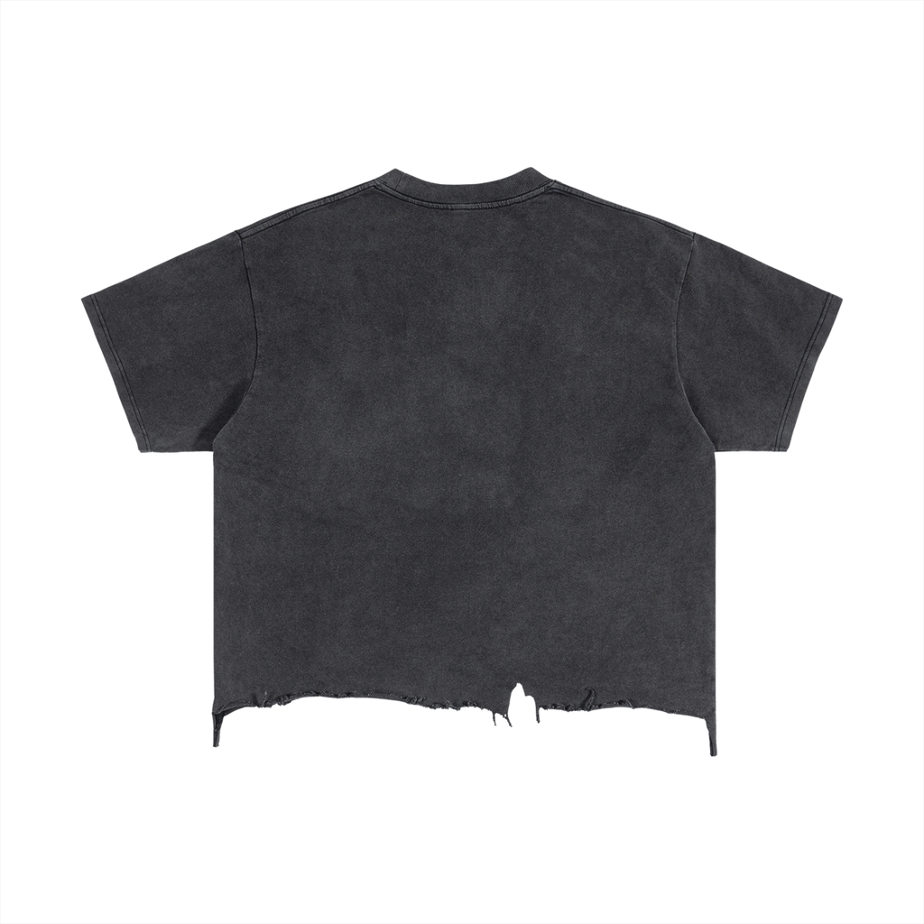 Vintage Wash Boxy Distressed-Hem T-Shirt