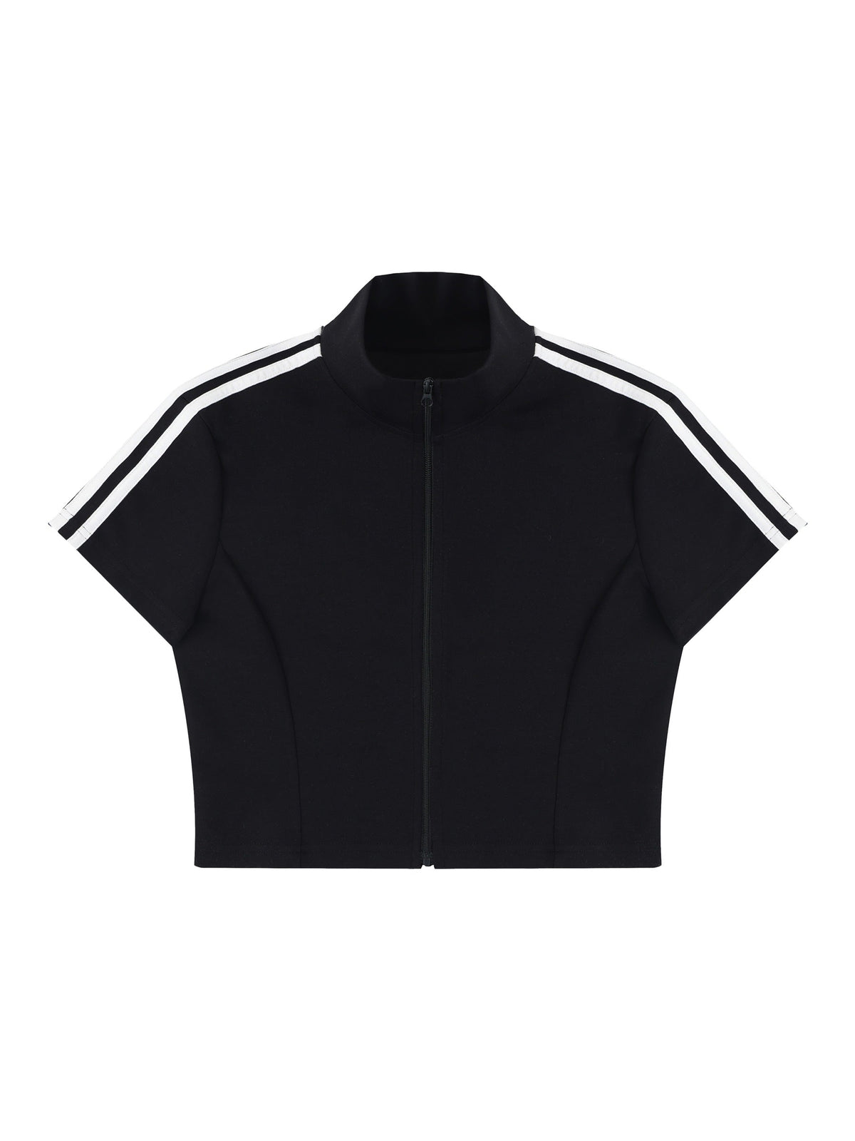 Women's Cropped Full Zip Short Sleeve T-Shirt