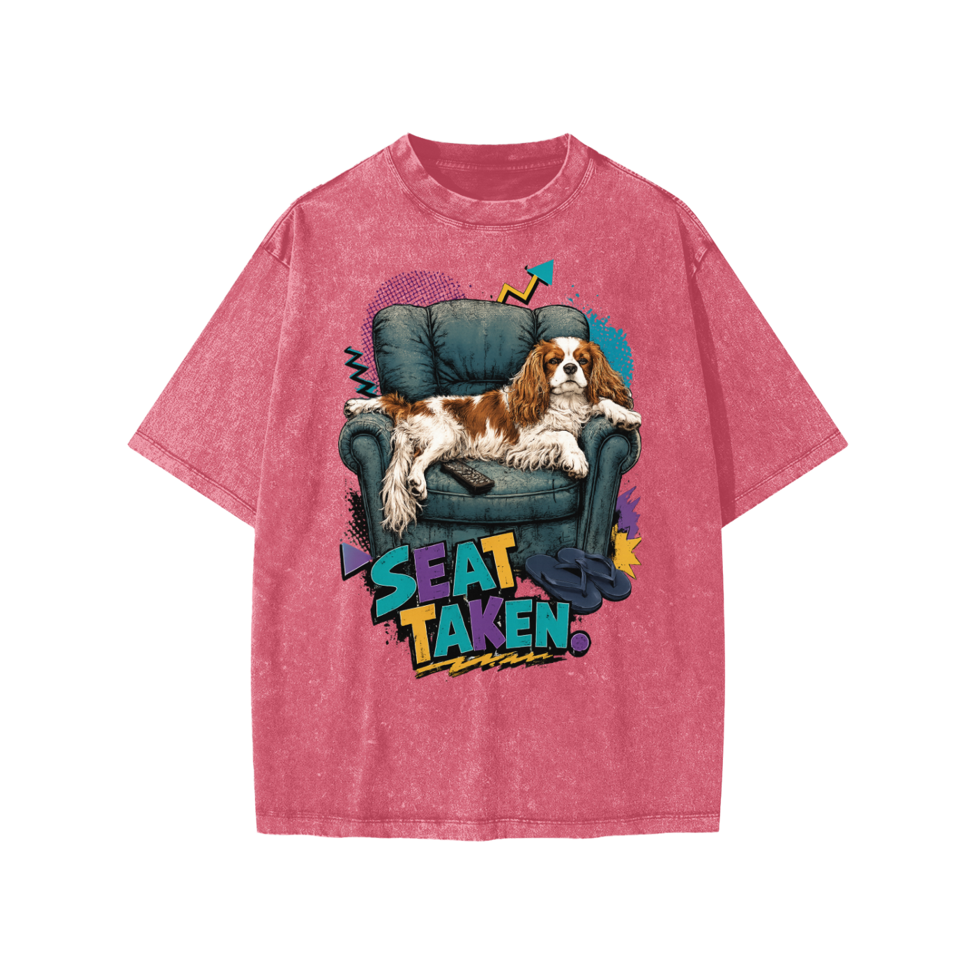 Seat Taken snow-washed kids’ T-shirt in cherry colour