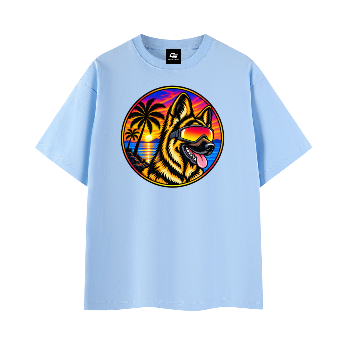 German Shepherd Sunset Graphic T-Shirt