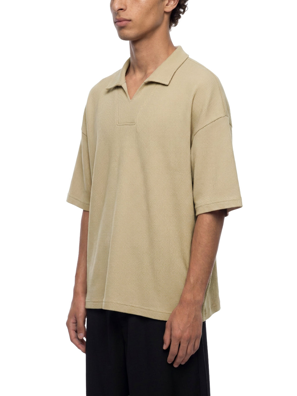 Unisex Vintage Wash Waffle Boxy Polo Shirt