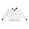 V-Neck Contrast Collar Boxy Sweatshirt