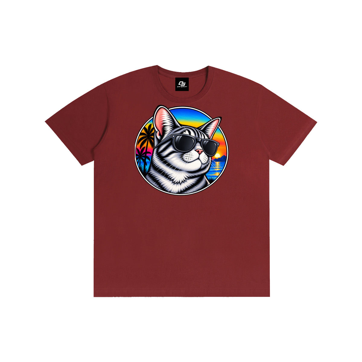 Cool Cat Sunset Pure Cotton Unisex T-Shirt