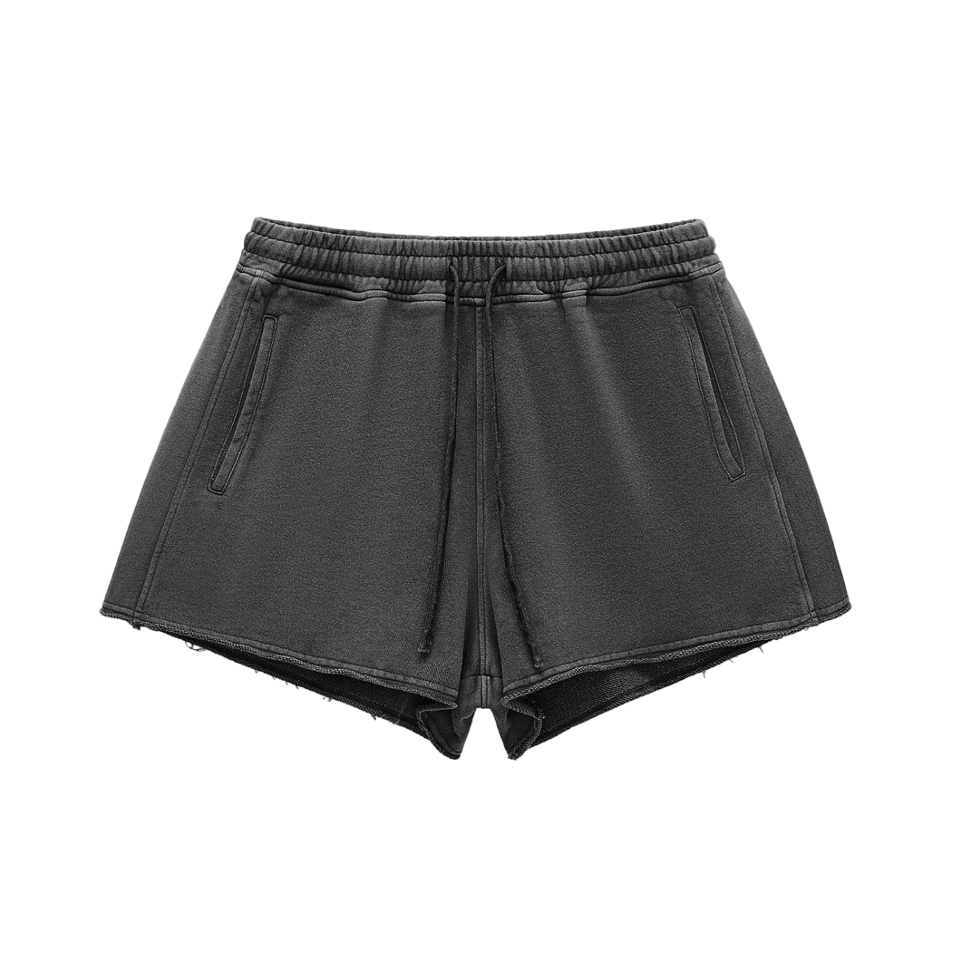 Women’s Snow Washed Raw Edge Drawstring Shorts
