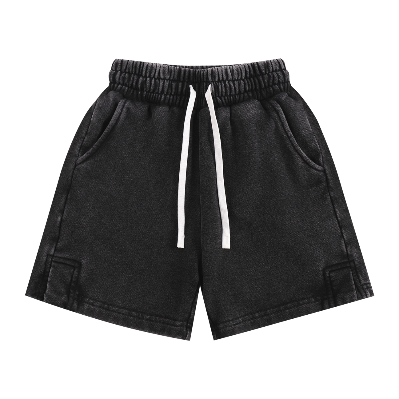 Snow Washed Kids’ Shorts in Black — front view