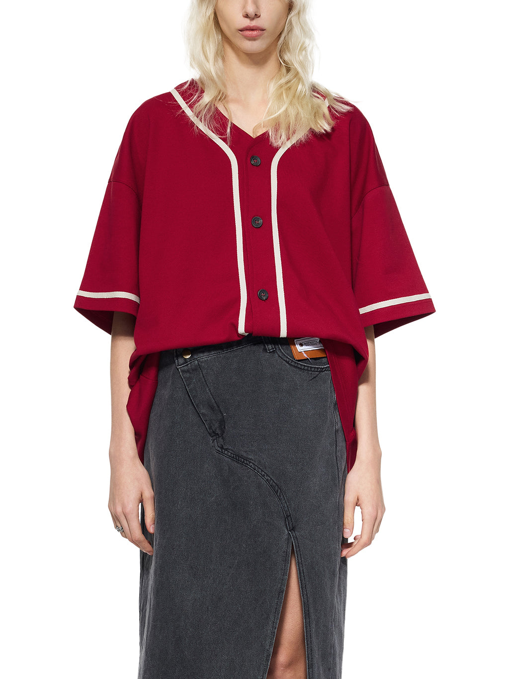 Unisex Contrast Piped Button-Up Jersey gallery view