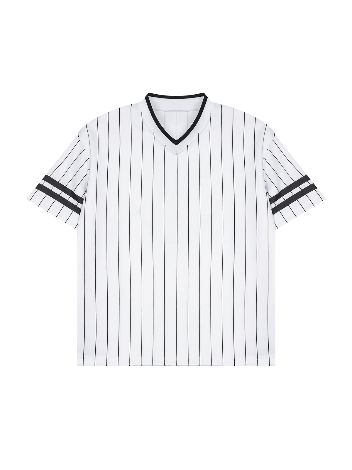 Unisex Striped Loose V-Neck T-Shirt