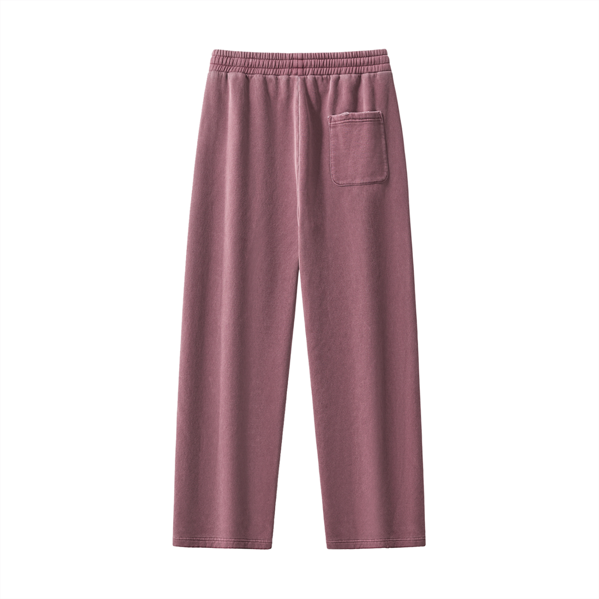 Unisex Frayed Enzyme-Washed Fleece Sweatpants – Red back view