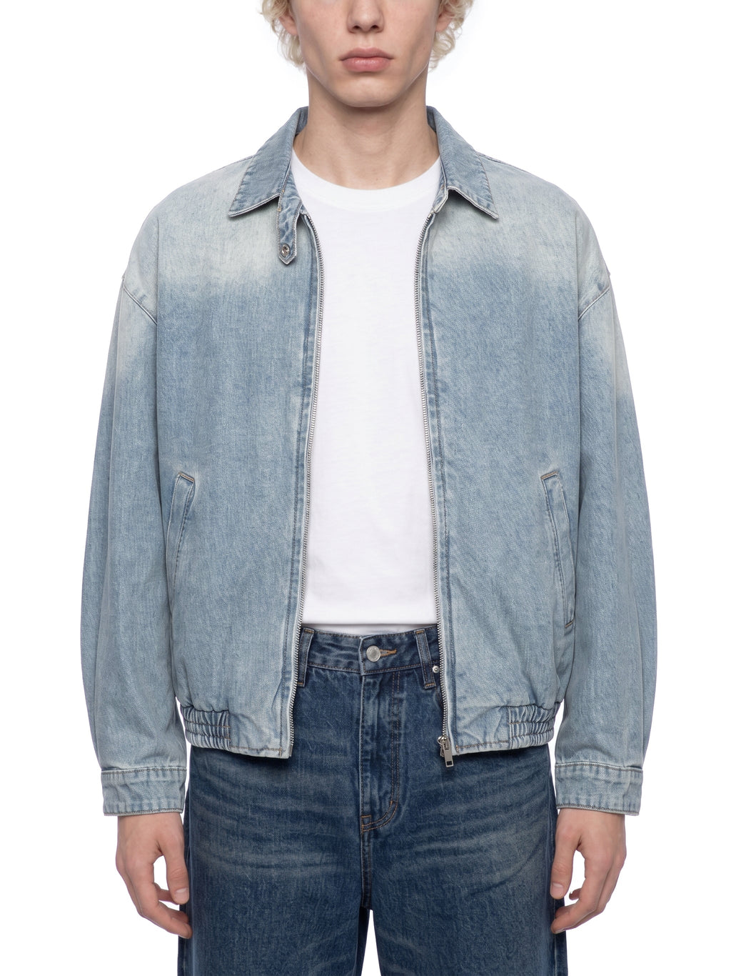 Unisex Vintage Wash Full-Zip Denim Jacket