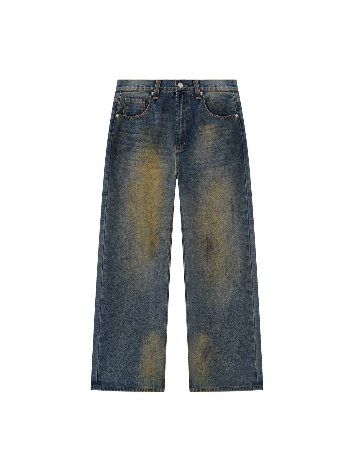Men's Vintage Wash Wide Leg Denim Jeans