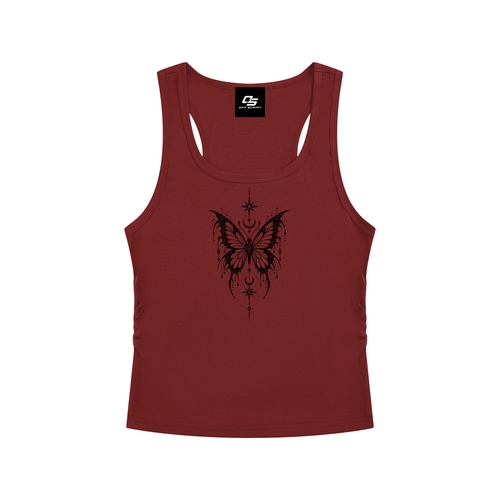 Celestial Butterfly Ruched Cropped Tank Top