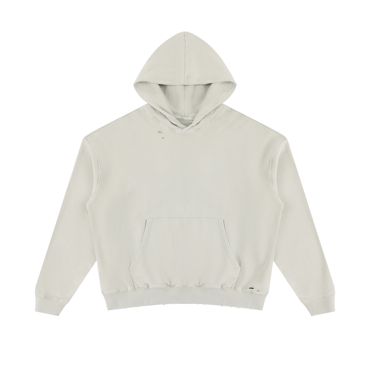 Unisex Mineral Wash Distressed Hoodie in Khaki Green — front view