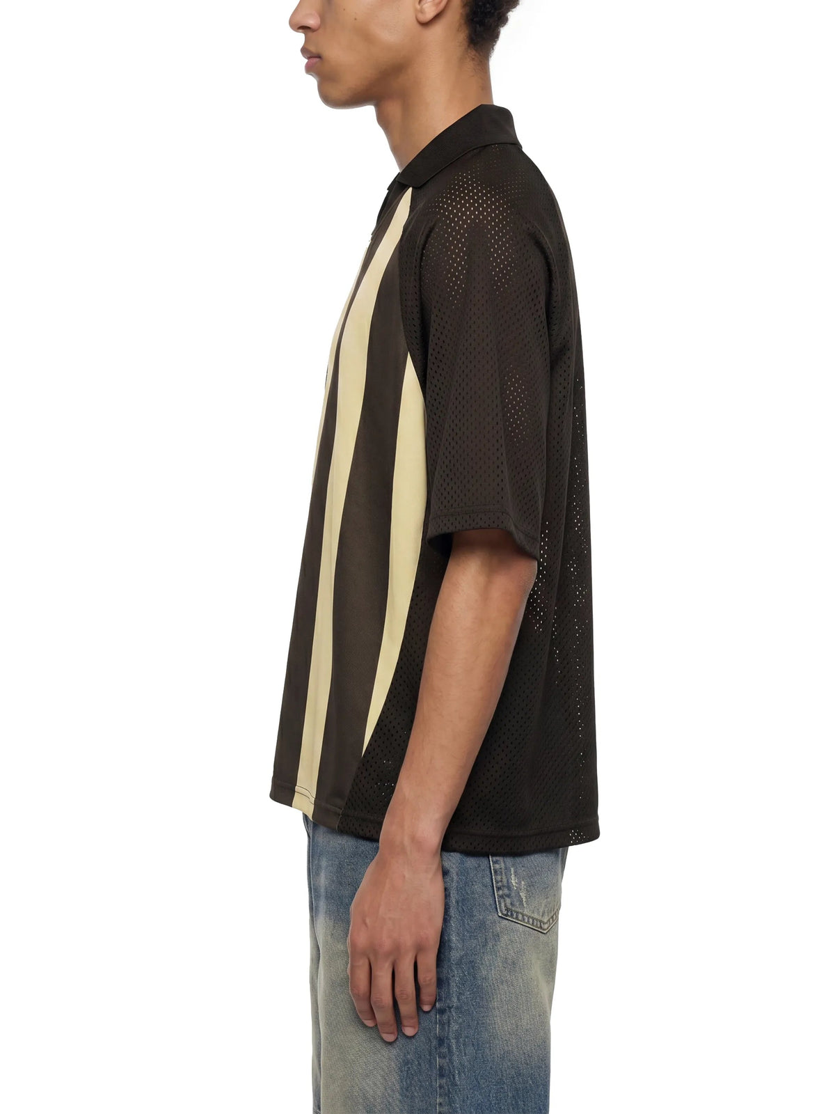 Unisex Striped Mesh Boxy Soccer Jersey