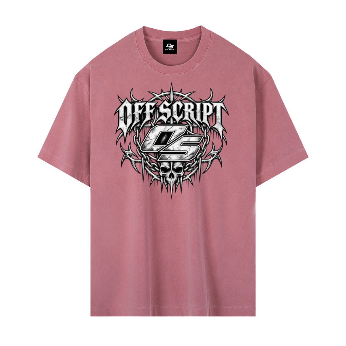 Off Script Gothic Skull Vintage Washed Oversized Cotton T-Shirt V3