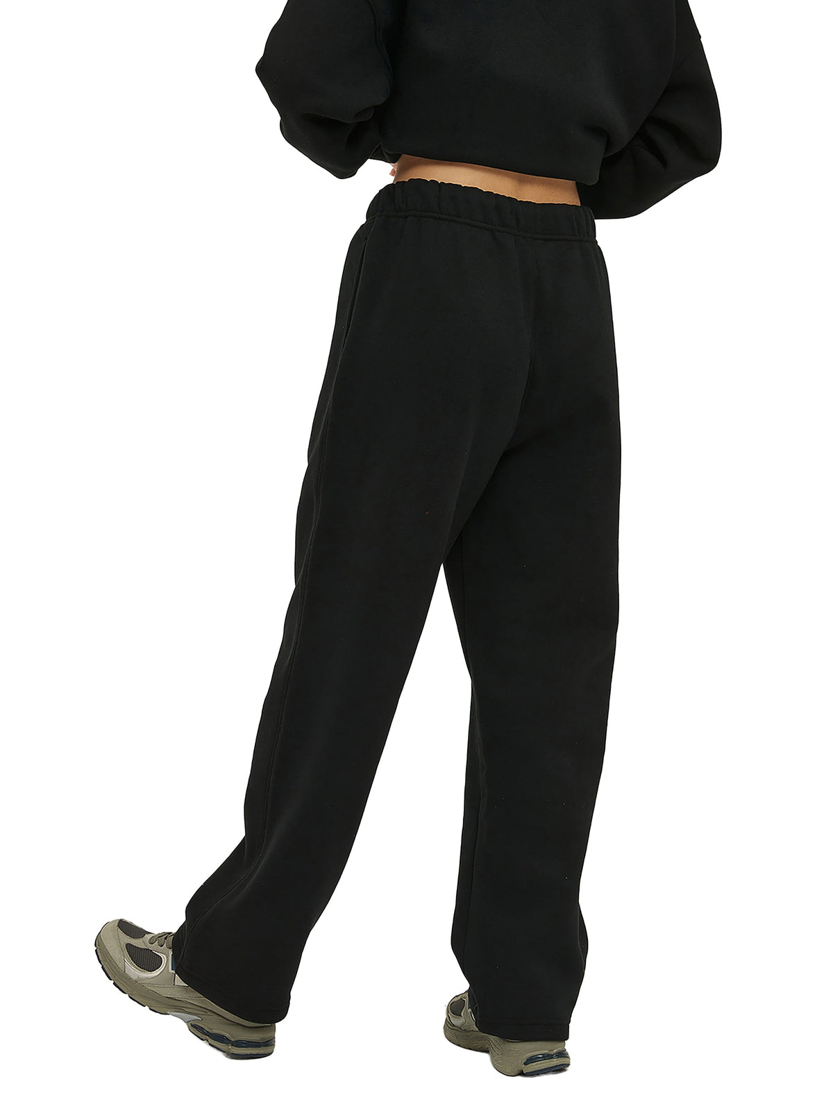 Unisex Solid Colour Fleece Straight-Leg Pants