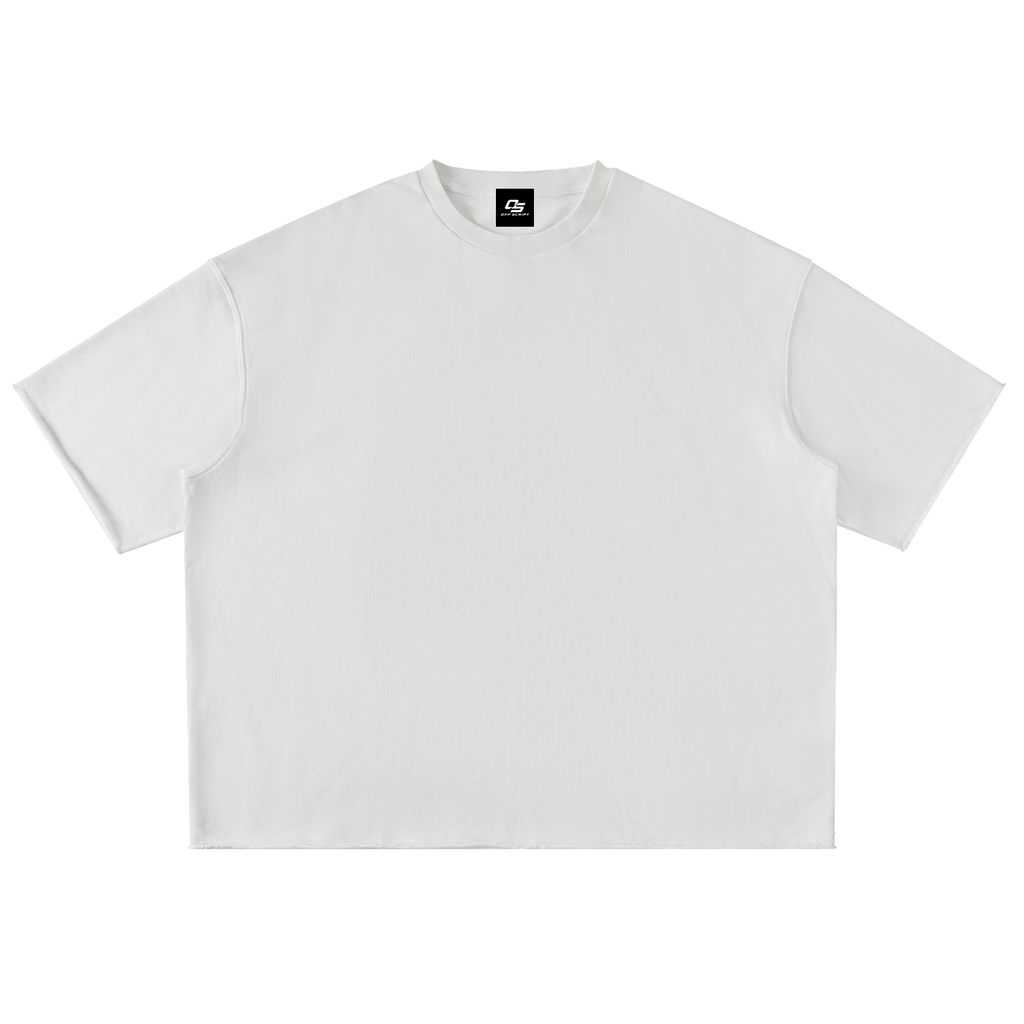 White Unisex Washed Rolled-Hem Half-Sleeve T-Shirt front view