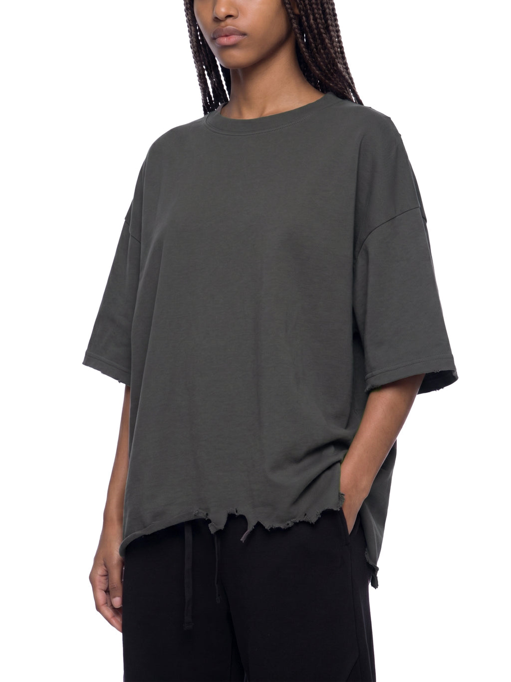 Unisex Vintage-Wash Boxy Distressed-Hem T-Shirt gallery view