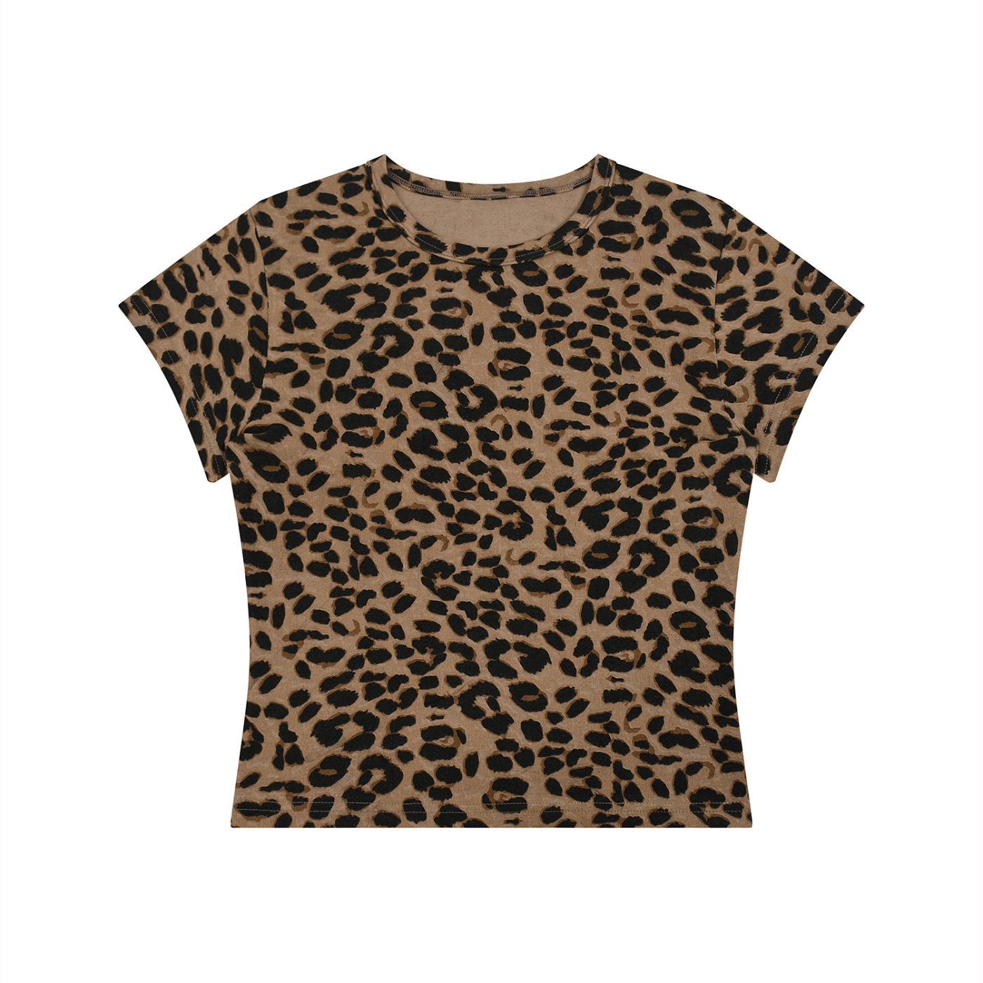 Leopard Brown women’s crop T-shirt front