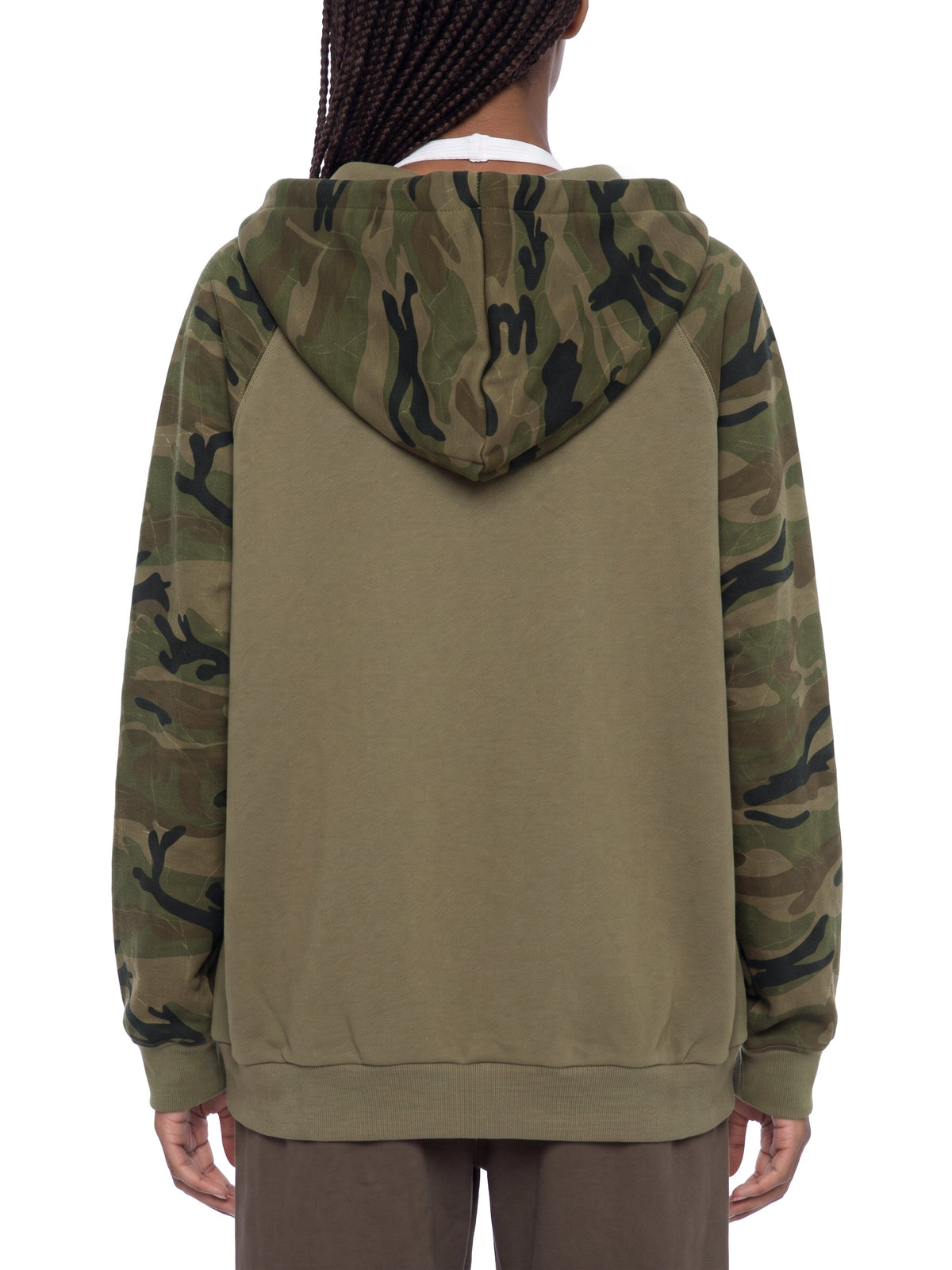 Unisex Camo-Splice Raglan Zip Hoodie