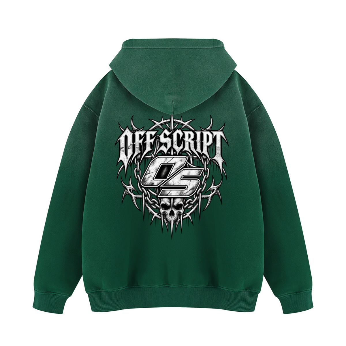 Off Script Gothic Skull Vintage Wash Fleece Hoodie