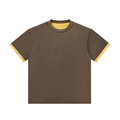 Brown Unisex Contrast-Cuff T-Shirt front view