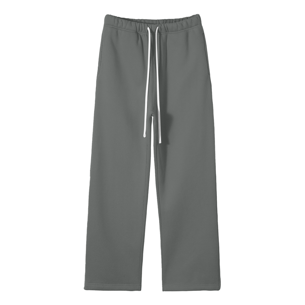 Unisex Solid Colour Fleece Straight-Leg Pants