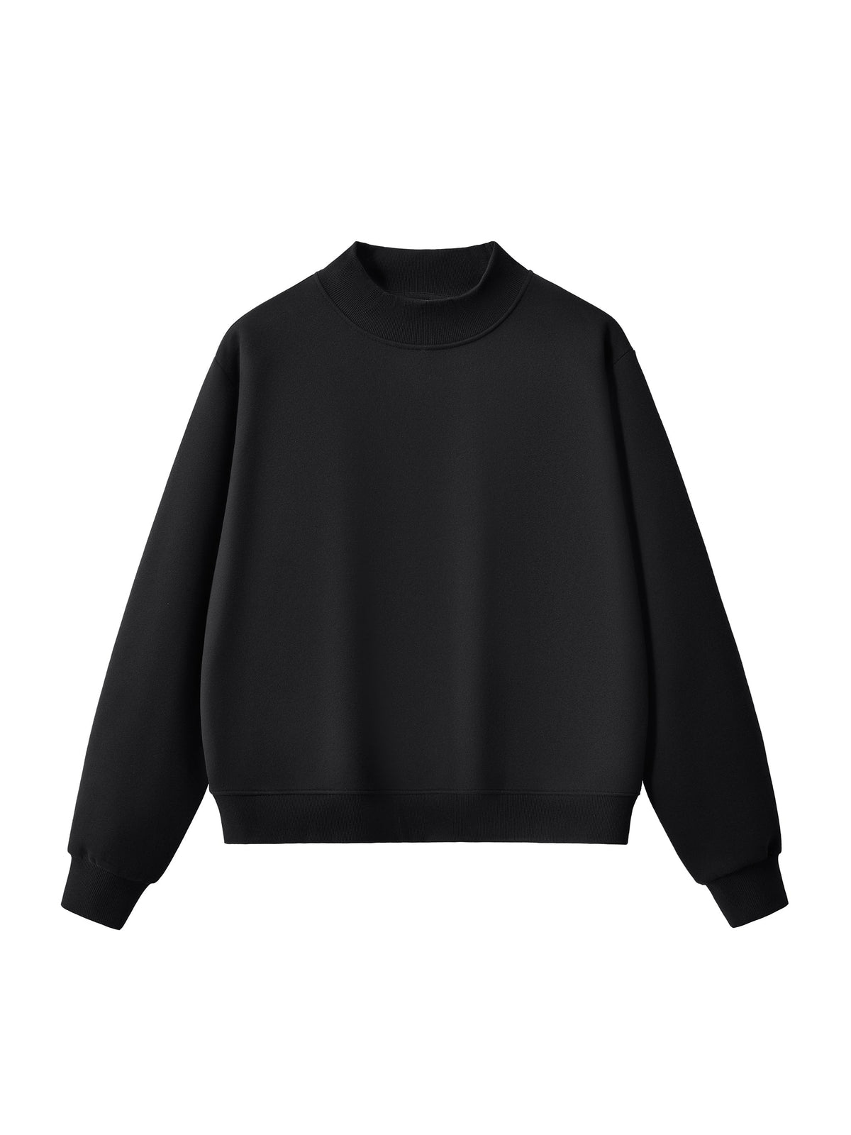 Essential Fleece Mock-Neck Crew Sweatshirt – Black